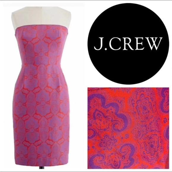 J. Crew Strapless Ella In Medallion Paisley Cocktail Sheath Dress Size 2 J Crew - Picture 1 of 10
